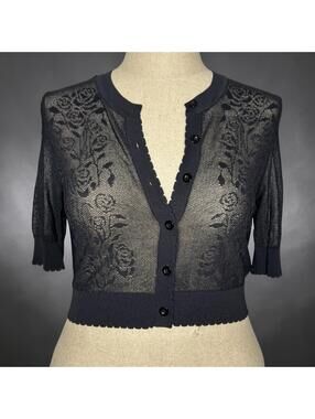 NWT - Pointelle Lace Button Front Crop Shrug from Torrid M/L (00)